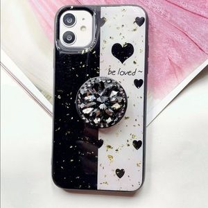 Black and white rhinestone iPhone case